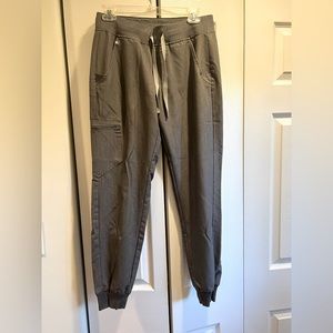 Grey graphite figs scrub pants in technical collection joggers